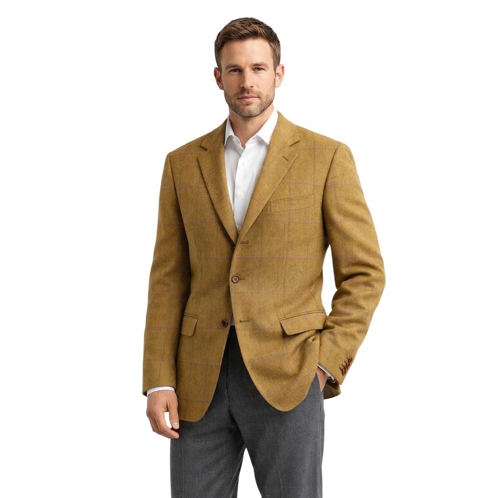 Kiton Napoli Bergdorf Goodman 100% Cashmere Blazer Sport Coat Plaid ITALY Sz 44R